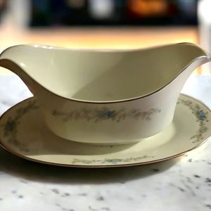 Royal Court blue fantasy fine china large gravy boat